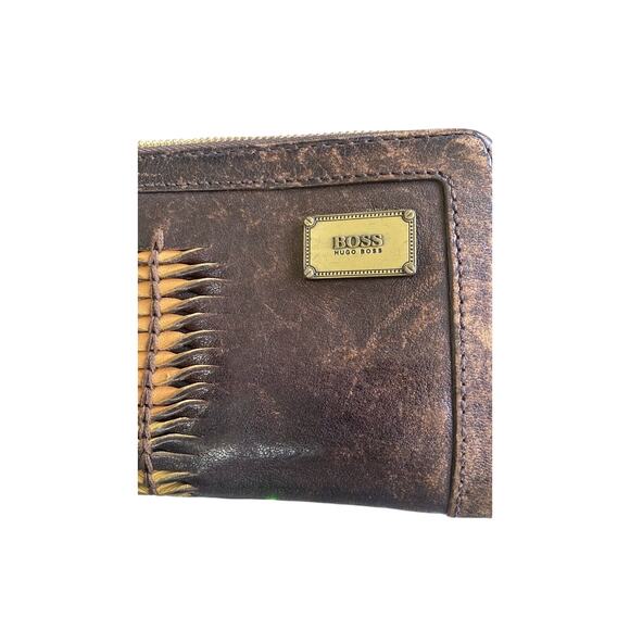 Women’s Vintage Hugo Boss Zip Around Sheepskin Leather Wallet 8” X 4” - Picture 3 of 16